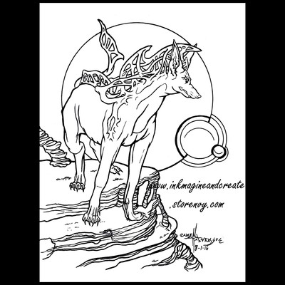 Coloring poster: alien dog