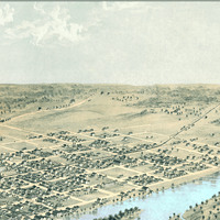 Cedar Rapids & Kingston, Iowa in 1868 - Bird's Eye View, Aerial map, Panorama, Vintage, Antique, Giclée, Fine Art, Wall Art, History - Thumbnail 4
