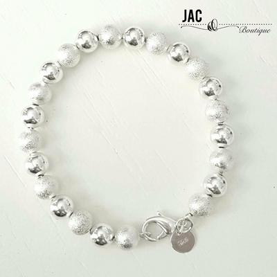 8" silver plated beaded bracelet