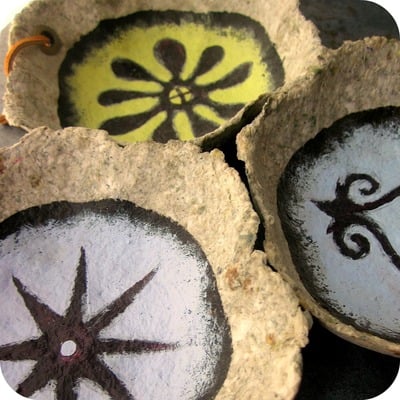 Handmade paper mache storage bowls, set of 3