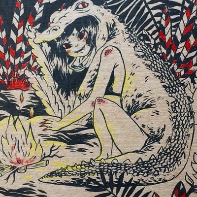 Crocodile coat on cardboard