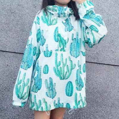 Harajuku cactus loose hoodie windbreaker - Thumbnail 5