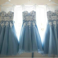 Short Lace and Tulle Homecoming Dresses Celebrity Prom Dresses Bridesmaid Dresses pst0142 - Thumbnail 2