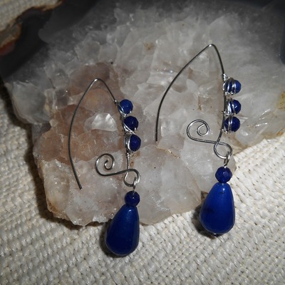 Sterling silver and sapphire earrings