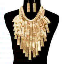 Gold Mesh Necklace Set