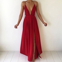 Simple A-line long prom dress,V-neck formal dresses - Thumbnail 1