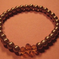 Brown Glass Pearl & Crystal Bracelet