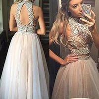 Custom made 2 pieces long prom dress,evening dress with open back - Thumbnail 2
