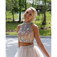 Custom made 2 pieces long prom dress,evening dress with open back - Thumbnail 3