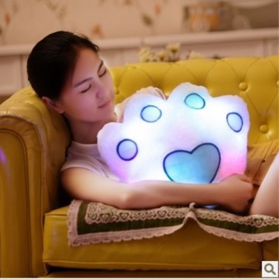 Colorful body pillow bear's paw glow led luminous light pillow cushion soft relax gift smile 3 colors body pillow