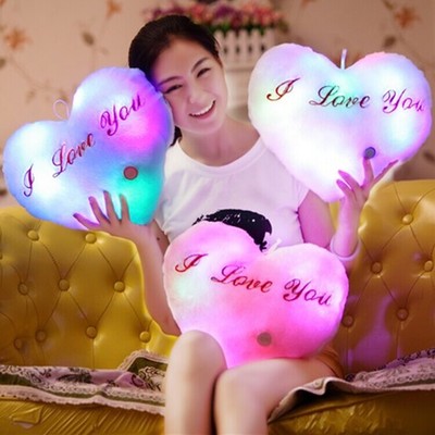 Love colorful body pillow love shape glow led luminous light pillow cushion soft relax gift smile 3 colors body pillow