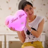 Love Colorful Body Pillow love Shape Glow LED Luminous Light Pillow Cushion Soft Relax Gift Smile 3 Colors Body Pillow - Thumbnail 1
