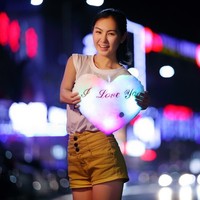 Love Colorful Body Pillow love Shape Glow LED Luminous Light Pillow Cushion Soft Relax Gift Smile 3 Colors Body Pillow - Thumbnail 2
