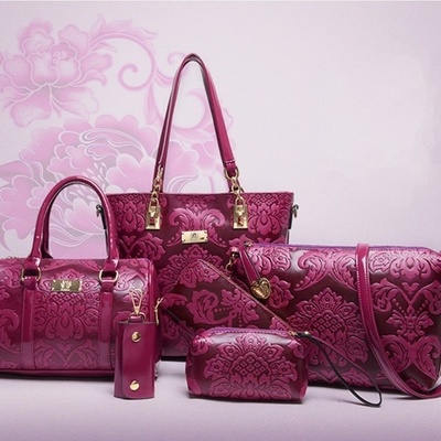 Luxury 6 bags handbag shoulder bag tote wallet key bag pu leather design bag for women 