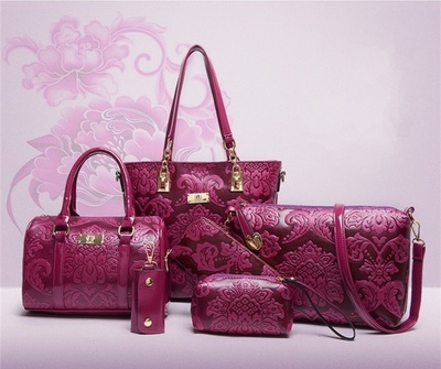 Luxury 6 Bags Handbag Shoulder Bag Tote Wallet Key Bag PU Leather Design Bag for Women 