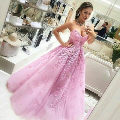 2017 custom made pink appliques prom dress,evening dress for teens - Thumbnail 5