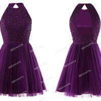 Short Hartler Tulle and Lace Cocktail Dresses with Keyhole Back pst0027 - Thumbnail 3