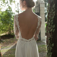 Long prom dress,Ivory A-line Chiffon Floor-length Evening Dress Prom Dresses With Lace SP7212 - Thumbnail 1