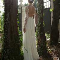 Long prom dress,Ivory A-line Chiffon Floor-length Evening Dress Prom Dresses With Lace SP7212 - Thumbnail 2