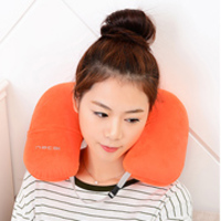 U-Shape Inflatable Pillow Portable Flannel Travel Flying Car Neck Pillow Support Cushion Home Leisure Essential - Thumbnail 3