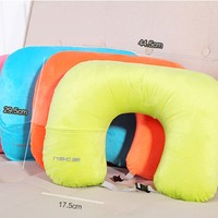 U-Shape Inflatable Pillow Portable Flannel Travel Flying Car Neck Pillow Support Cushion Home Leisure Essential - Thumbnail 4