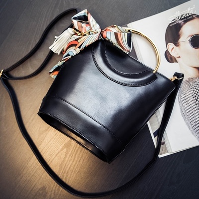 Women bag silk scarves pearl pendant bucket bag shoulder bag handbags