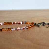 Om Necklace, Yoga Om Necklace, Yoga Jewelry, Beaded Necklace, Copper and Amber Mix Bead Necklace - Thumbnail 2
