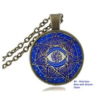 Third Eye Pendant Necklace Blue Chakra Necklace  - Thumbnail 3