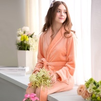 Bath Robe Female Lovers Coral Fleece Night Gown Spa Bathrobe Unisex Bath Robe Women Long Sleeve Kimono - Thumbnail 1