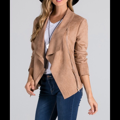 Suede Drape Moto Jacket 