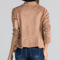 Suede Drape Moto Jacket  - Thumbnail 1