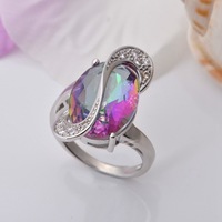 Platinum Plated 18K 925 Silver Inlaid Stone Series Jewelry Colorful Stone Deluxe Edition ring Austria crystal - Thumbnail 2