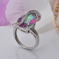Platinum Plated 18K 925 Silver Inlaid Stone Series Jewelry Colorful Stone Deluxe Edition ring Austria crystal - Thumbnail 3