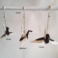 Origami Crane earrings: Red Crested - Thumbnail 1