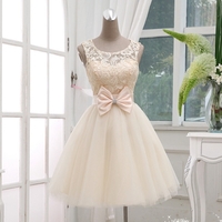 Lovely  round neck lace mini prom dress, homecoming dresses - Thumbnail 1