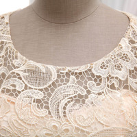 Lovely  round neck lace mini prom dress, homecoming dresses - Thumbnail 2