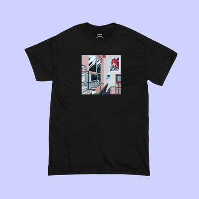 Unisex japanese 8 bit otaku dream home t shirt in black