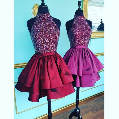 Halter short prom dresses homecoming dresses graduation party dresses