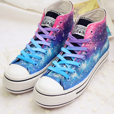 Harajuku  tie-dye gradual Star  hand-painted shoes 