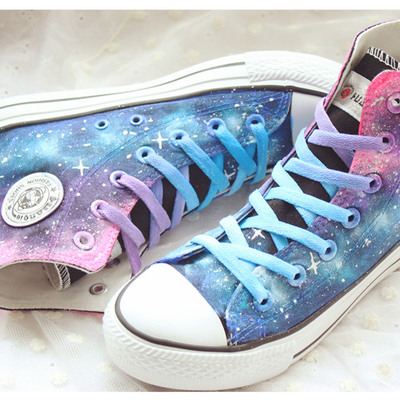 Harajuku  tie-dye gradual star  hand-painted shoes 