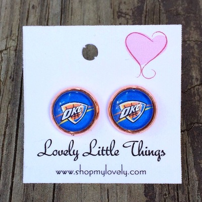 Okc thunder studs with rose gold setting