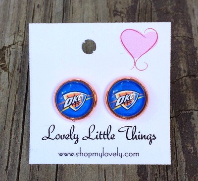 OKC Thunder Studs with Rose Gold Setting