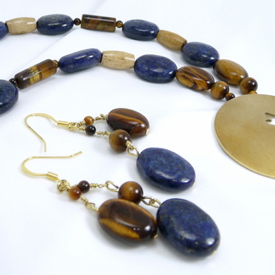 Lapis and brass wolf set