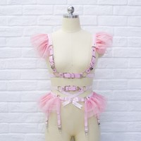 Sexy tutu body harness and garter belt 2pcs set - Thumbnail 4