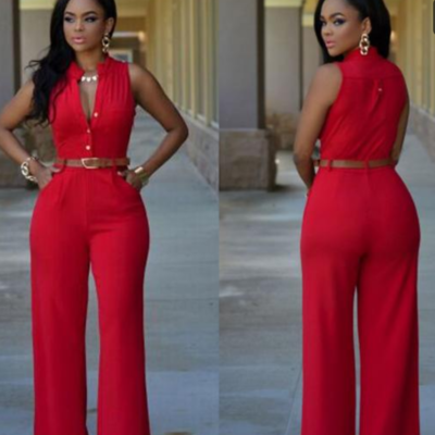 High waist romper style wide  leg jumpsuit