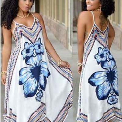 Sling maxi boho style chiffon dress