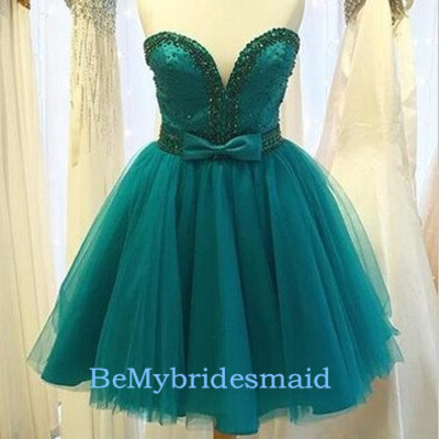 Charming dark green sweetheart handmade homecoming dresses, short prom dresses, sweet 16 dresses