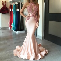 Sexy see through lace long prom dresses,mermaid evening dress - Thumbnail 1