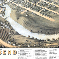 South Bend, Indiana in 1890 - Bird's Eye View Map, Aerial, Panorama, Vintage, Antique, Reproduction, Giclée, Fine Art, Wall Art, History - Thumbnail 4