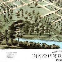 Baxter Springs, Kansas in 1871 - Bird's Eye View Map, Aerial, Panorama, Vintage, Antique, Reproduction, Giclée, Fine Art, Wall Art, History - Thumbnail 1